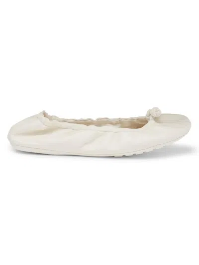 Bottega Veneta Fantasmina Leather Ballerina Flats In White
