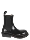 Bottega Veneta Polished Finish Black Ankle Boots With Elastic Side Panels In Black