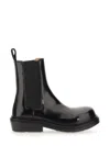 Bottega Veneta Polished Finish Black Ankle Boots With Elastic Side Panels In Black