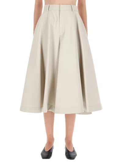 Bottega Veneta Women Beige Cotton And Silk Twill Culottes In Neutral