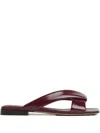 Bottega Veneta Burgundy Shiny Calf Leather Riva Flat Mules