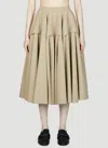 Bottega Veneta Flared Waist Layered Midi Ruffle Skirt In Cream