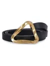 Bottega Veneta Grasp Leather Double Strap Belt In Black