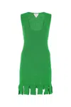 Bottega Veneta Women Grass Green Stretch Cotton Blend Mini Dress In Green