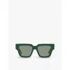 Bottega Veneta Womens Green Bv1276s Rectangle-frame Acetate Sunglasses In Green