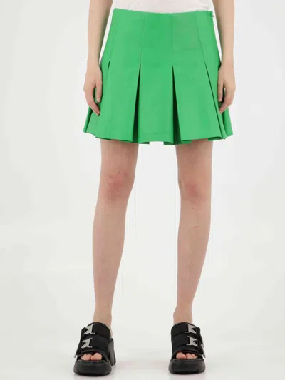 BOTTEGA VENETA BOTTEGA VENETA WOMEN GREEN LEATHER SKIRT