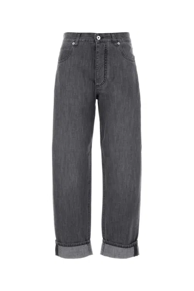 Bottega Veneta Trousers Denim Rolled Cuffs In Gray