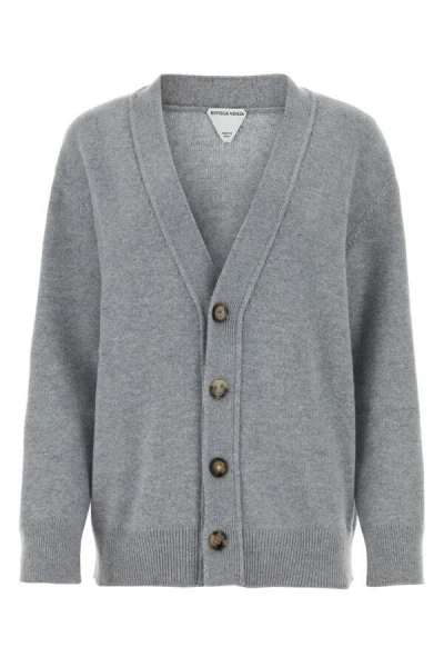 BOTTEGA VENETA BOTTEGA VENETA WOMEN GREY STRETCH CASHMERE BLEND CARDIGAN