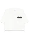 Bottega Veneta White Cropped T-shirt With Heart Detail On The Pocket In Cotton Woman In Multicolor
