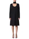 Bottega Veneta Wool-blend Turtleneck Midi Dress In Black