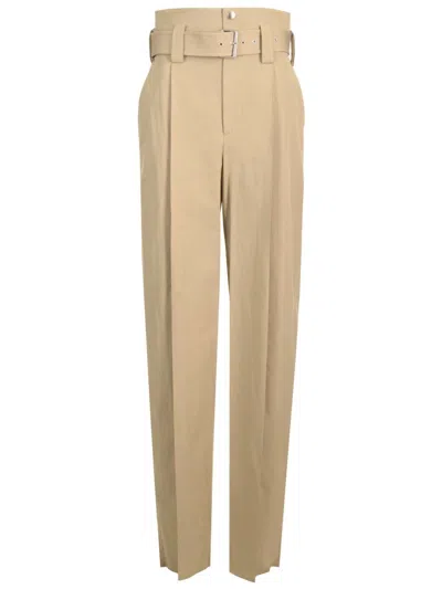 Bottega Veneta Women High-waisted Trousers With Cotton Belt In White