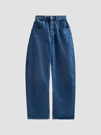 Bottega Veneta Women's High-rise Barrel-leg Cotton Jeans In Blue