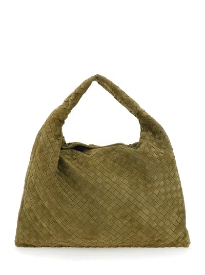 Bottega Veneta Women 'hop' Green Large Shoulder Bag With Intrecciato Motif And Magnetic Closure In S