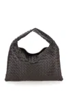 Bottega Veneta Women 'hop Small' Brown Shoulder Bag With Intreccio Motif In Leather Woman In Brown