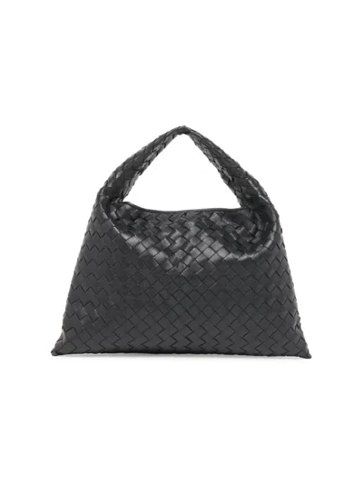 Bottega Veneta Hop Medium Intrecciato Hobo Bag In Black