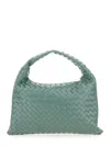 Bottega Veneta Women 'hop Small' Light Green Shoulder Bag With Intreccio Motif In Leather Woman In Multi