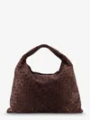 Bottega Veneta Hop Large Shoulder Bag Fondant In Suede In Brown