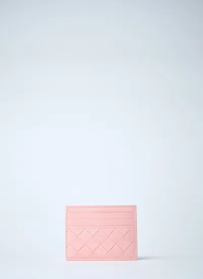 Bottega Veneta Women Intrecciato Card Holder In Pink