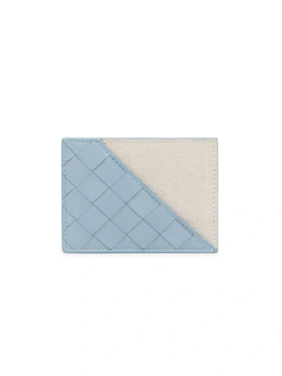 Bottega Veneta Women's Intrecciato Diagonal Leather Card Case In Blue