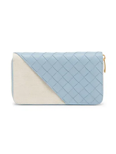 Bottega Veneta Women's Intrecciato Diagonal Leather Wallet In Blue