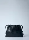 Bottega Veneta Black Medium Clutch Bag With Drawstring In Intrecciato In Black