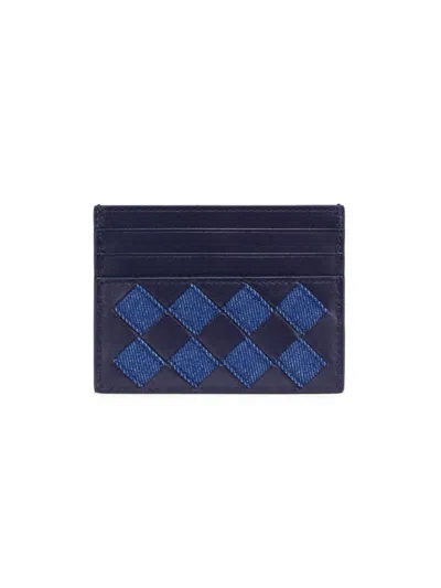 Bottega Veneta Women's Intrecciato Leather & Denim Card Case In Abyss Indigo