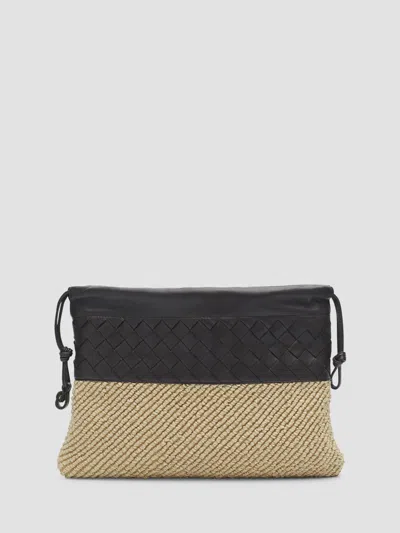Bottega Veneta Women's Intrecciato Leather & Raffia Clutch In Brown