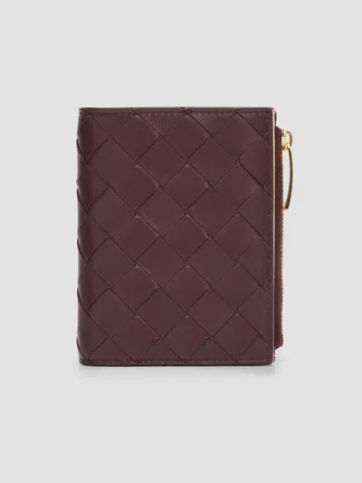 Bottega Veneta Women's Intrecciato Leather Bifold Wallet In Deep Mahogany