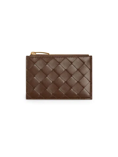 Bottega Veneta Women's Intrecciato Leather Card Case In Black
