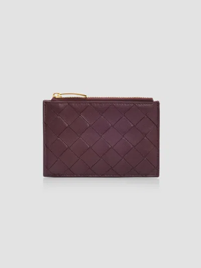 Bottega Veneta Women's Intrecciato Leather Card Case In Deep Mahogany