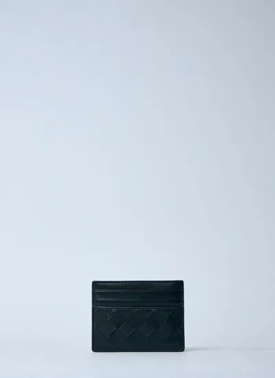 Bottega Veneta Women Intrecciato Leather Cardholder In Black