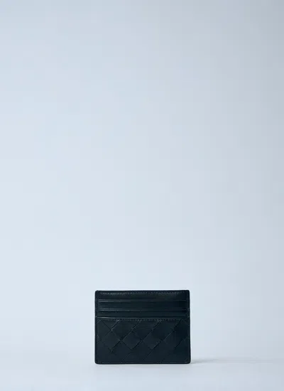 Bottega Veneta Women Intrecciato Leather Cardholder In Blue