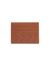 Bottega Veneta Women's Intrecciato Leather Cardholder In Wood