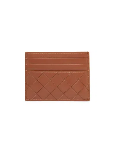 Bottega Veneta Women's Intrecciato Leather Cardholder In Wood