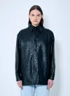 Bottega Veneta Women Intrecciato Leather Overshirt