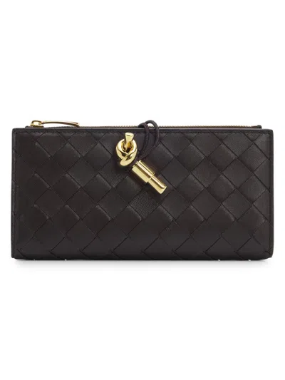 Bottega Veneta Women's Intrecciato Leather Wallet In Gold