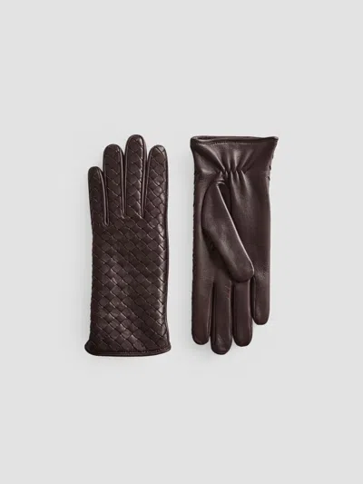 Bottega Veneta Women's Intrecciato Soft Nappa Leather Gloves In Brown