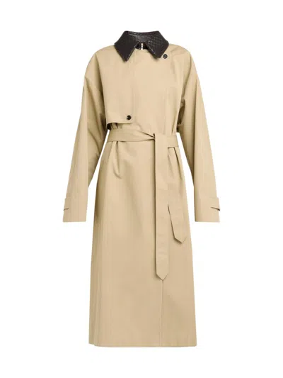 Bottega Veneta Water Repellent Cotton Trench Coat In Brown