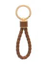 Bottega Veneta Women Intreccio Leather Key Ring In Brown