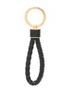 Bottega Veneta Women Intreccio Leather Keyring In Black