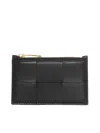 Bottega Veneta Women Intreccio Leather Zip Card Holder
