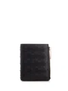 Bottega Veneta Textured Black Wallet With Signature Woven Pattern In Black