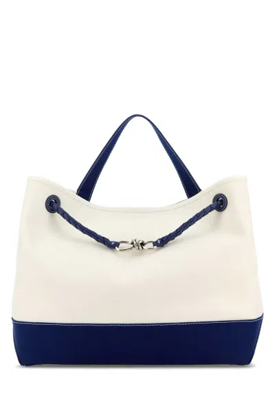 Bottega Veneta Women Ivory Canvas Andiamo Large Shopping Bag In Multi