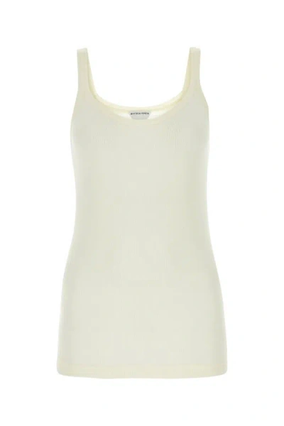 Bottega Veneta Womens Chalk Semi-sheer Cotton-blend Knitted Top In Beige