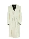 Bottega Veneta Women Ivory Leather Coat In Neutral