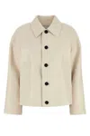 Bottega Veneta Leather Collared Jacket With Front And Lateral Pockets In Neutral