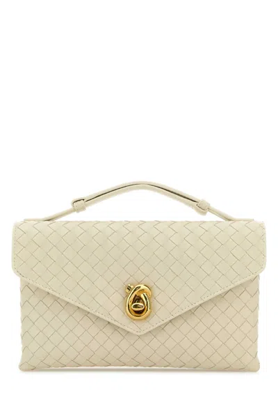 Bottega Veneta Women Ivory Leather Knot Lock Handbag In White