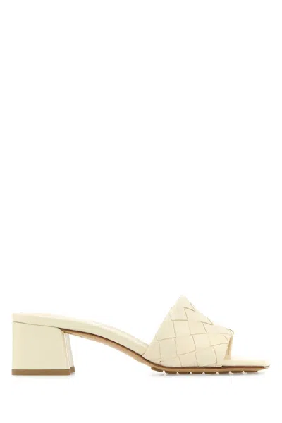 Bottega Veneta Women Ivory Leather Parco Mules In White