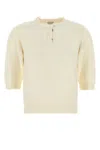 Bottega Veneta Wool Sweater With Ribbed Hem And Button Detail In Yellow