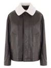 Bottega Veneta Brown Detachable Collar Leather Jacket In Brown